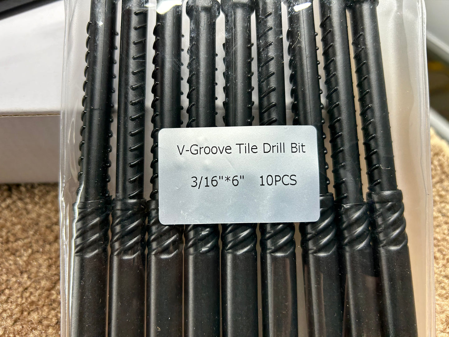 V-Groove Tile Drill Bits - 3/16" x 6" | Pack of 10 | Precision Drilling
